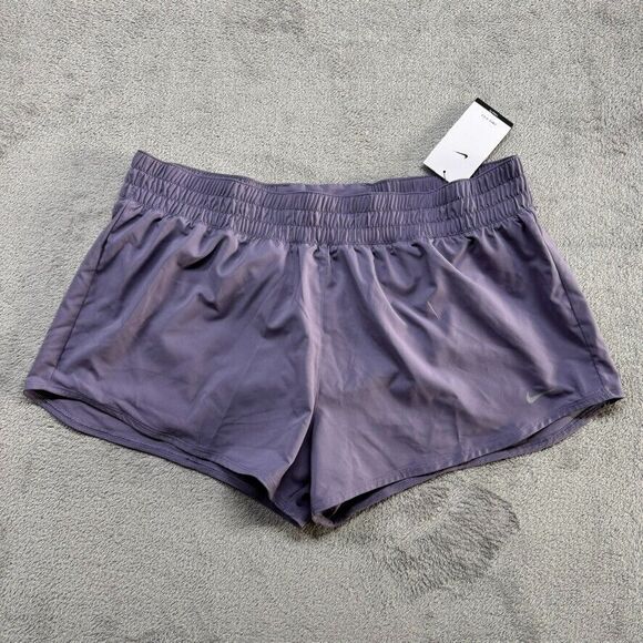 Nike One Dri‎ Fit Mid Rise Brief Shorts Womens Purple XL Daybreak DX6010-509 - Picture 1 of 7